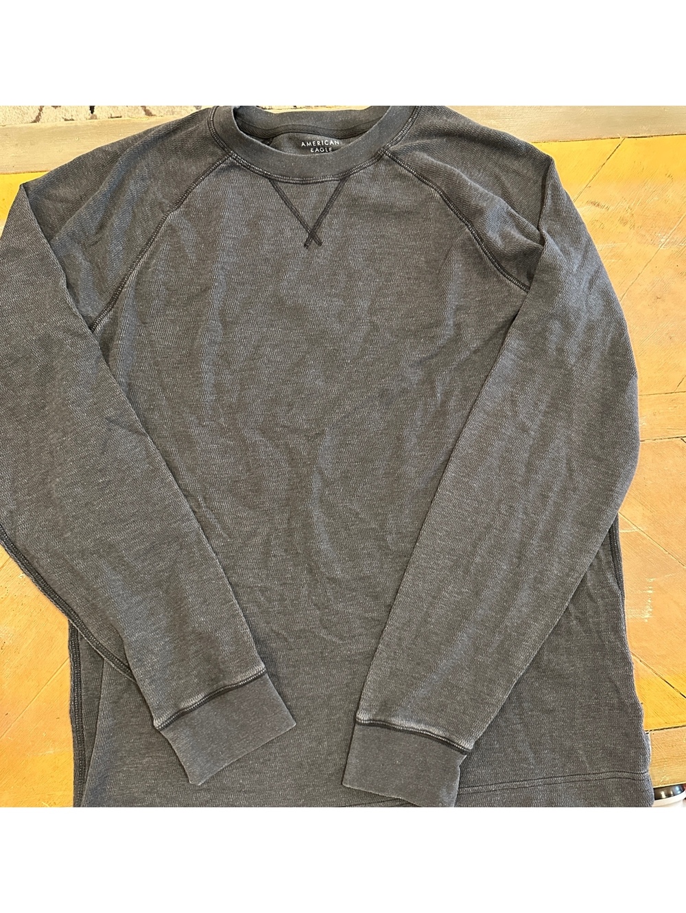 American Eagle Super Soft Large Acid Wash Charcoal Gray Long Sleeve Shirt